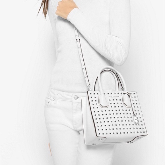 MICHAEL KORS Mercer Medium Studded Messenger Bag - Picture 1 of 7